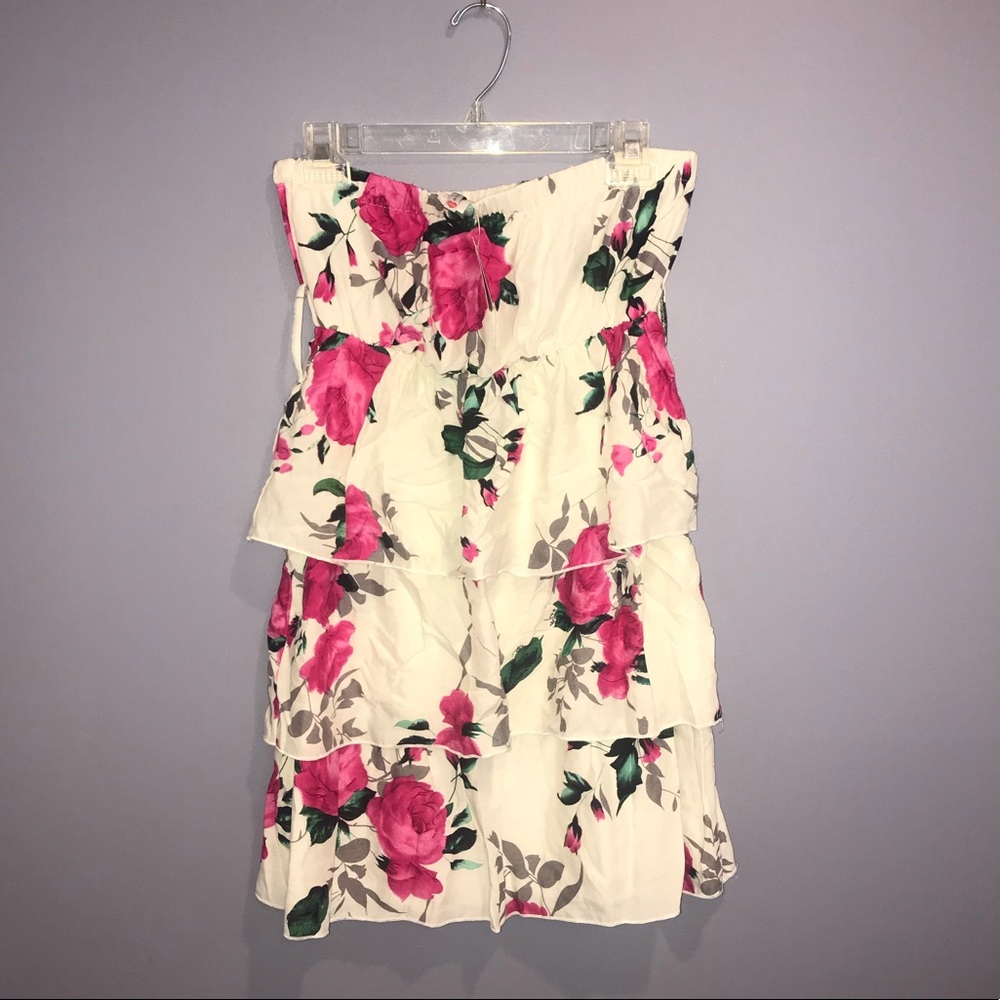 Discreet White & Pink Floral Dress Size M